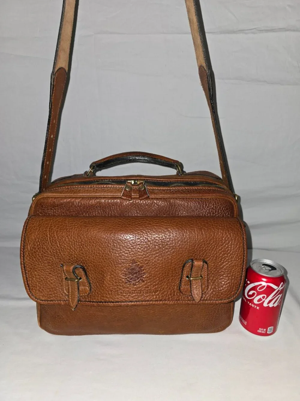 Vintage Territory Ahead Brown Full Grain Leather Overnight Weekender Travel Bag